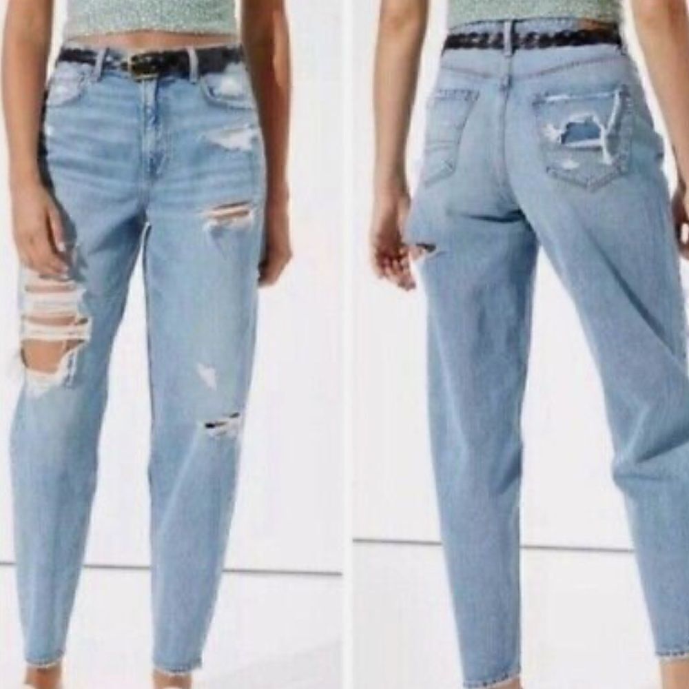 American Eagle Relaxed Mom Destroyed Jeans Size 0